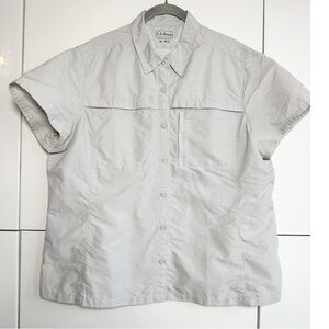 L.L. Bean Outdoor Hiking Camping Fishing Shirt Khaki Size XL Pockets Forest